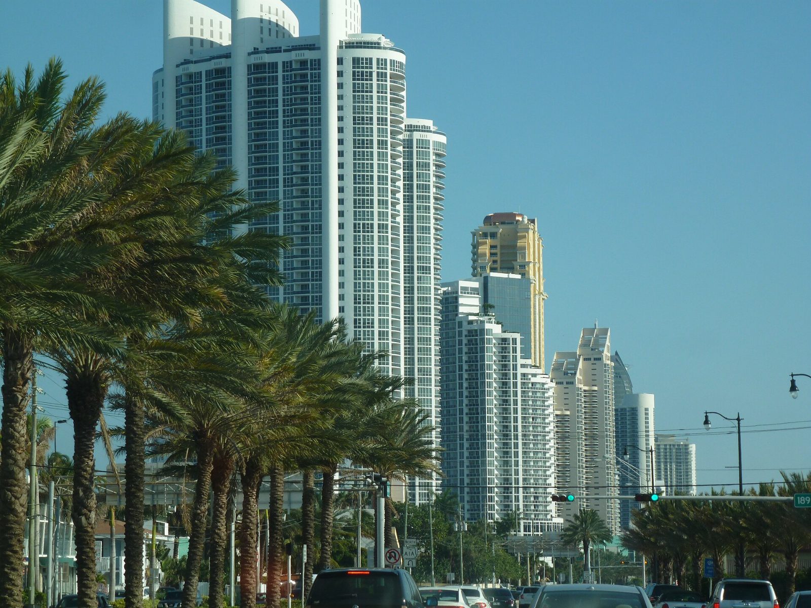 Condominium towers along Collins Avenue in Sunny Isles Beach, Florida
