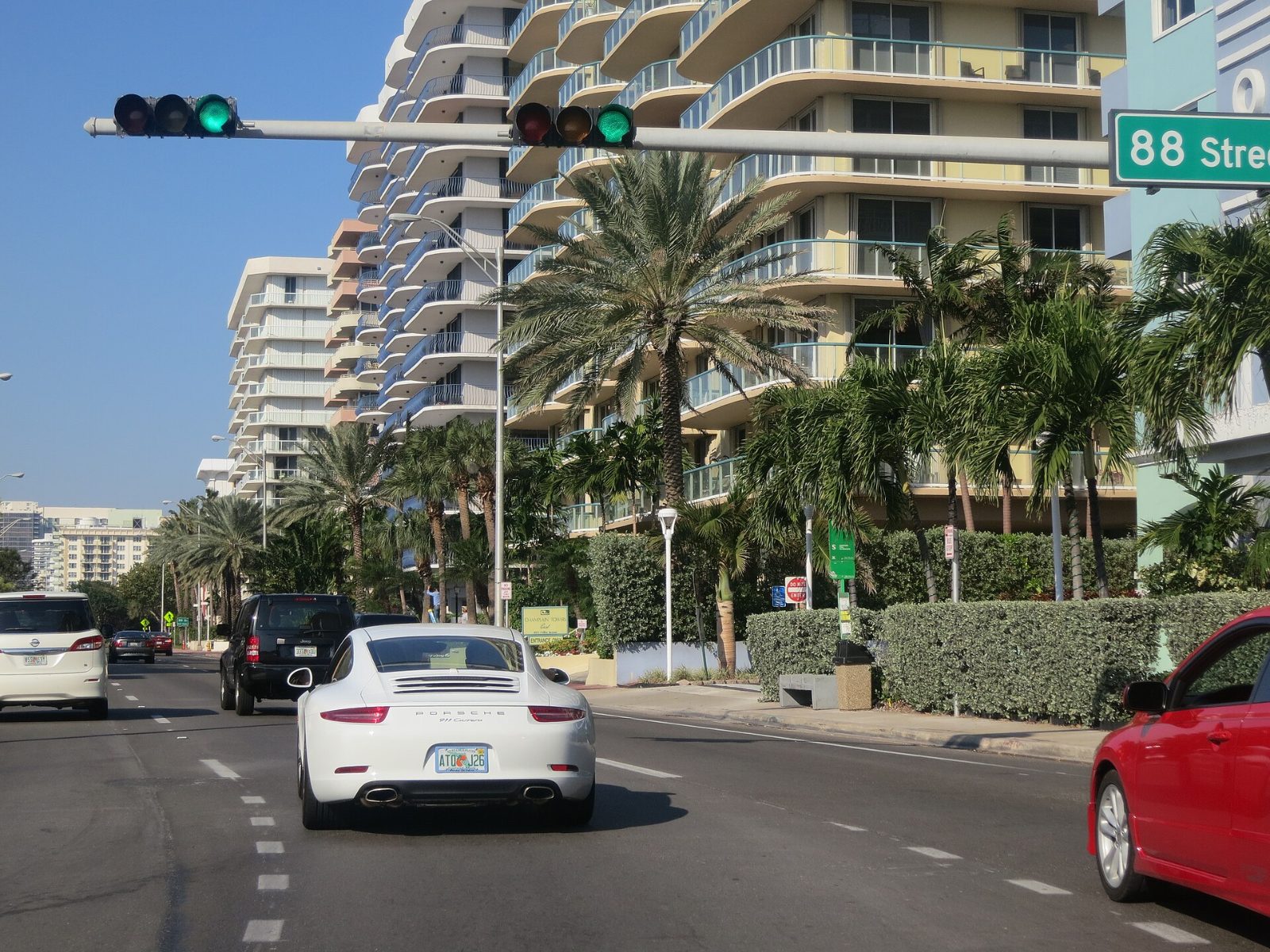 Oceanfront condominiums along Collins Avenue in Surfside